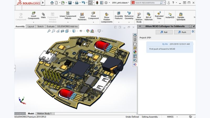 Altium Mcad Co-designer chạy trong Solidworks